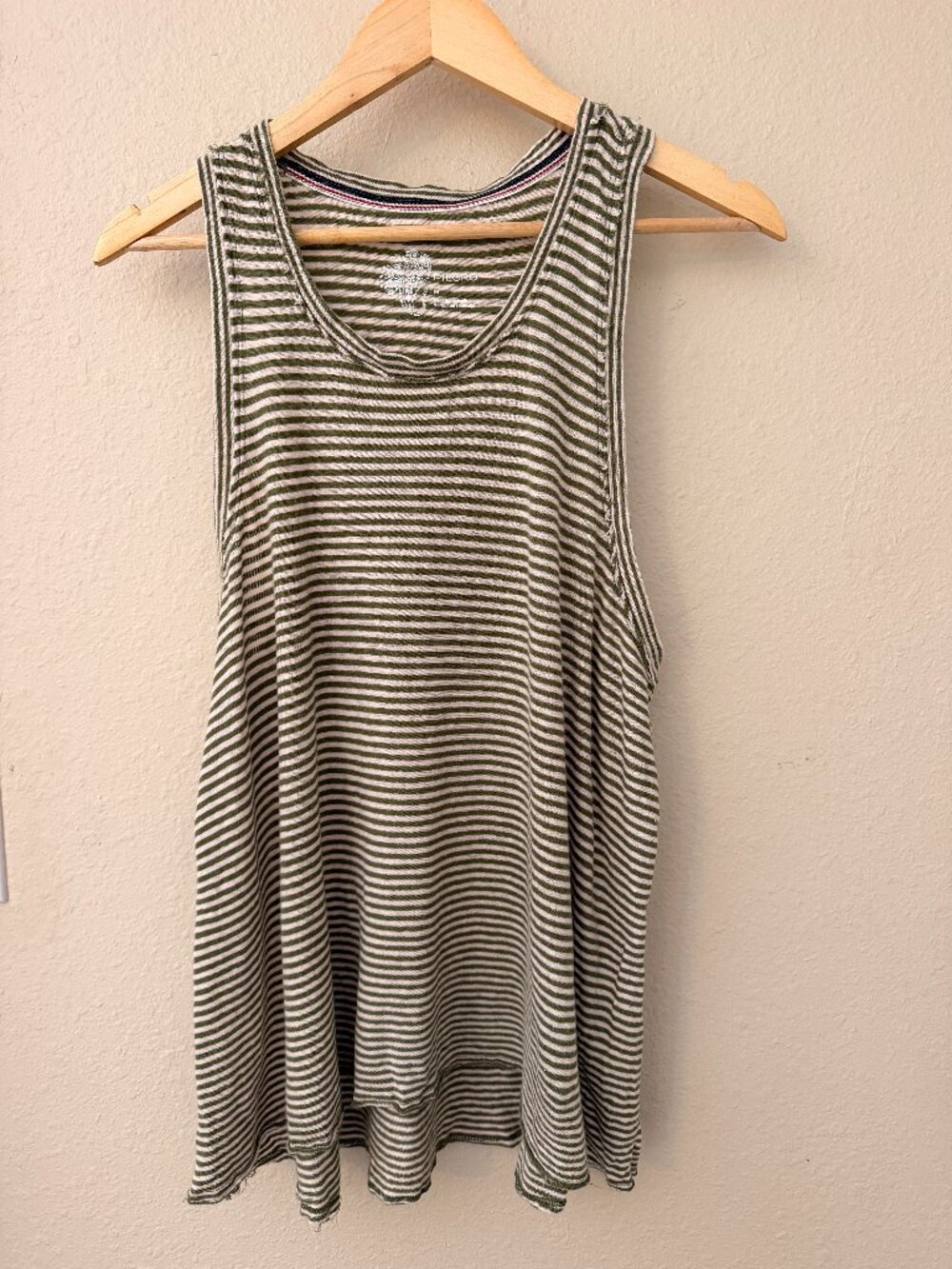 Pilcro Tank Top, Green/Cream Stripes, Size M